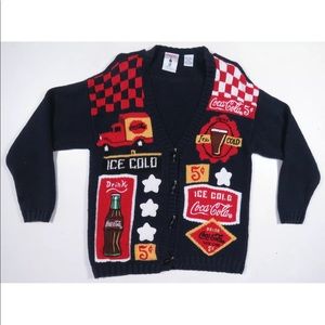 Coca Cola Black Red Graphic Knit Cardigan